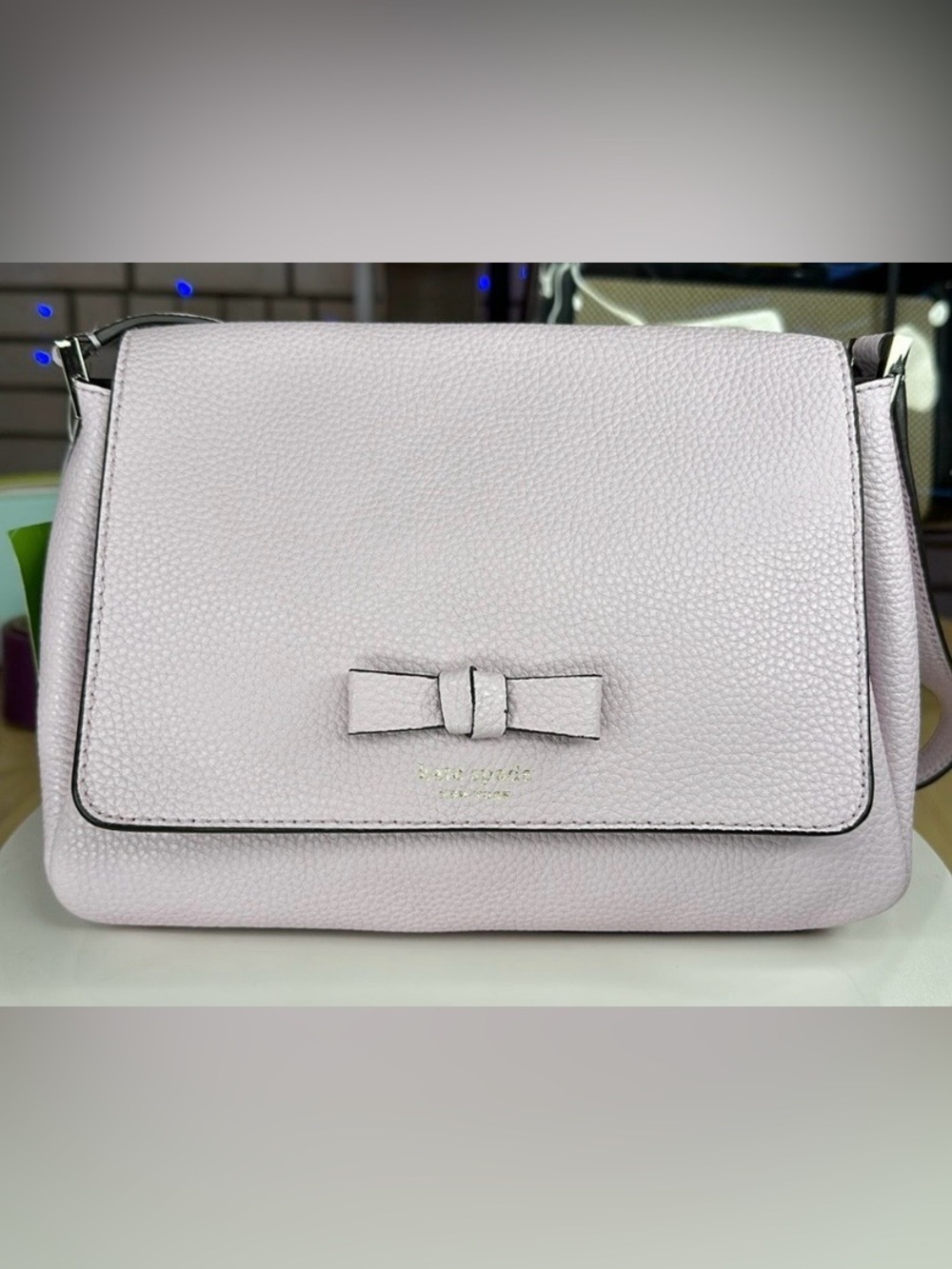 NWT Kate Spade PERSHING STREET Pale Pink Pebbled Leather Clutch with Bow